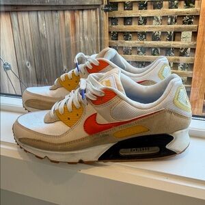 Nike Air Max 90 White with Orange and Yellow Accents